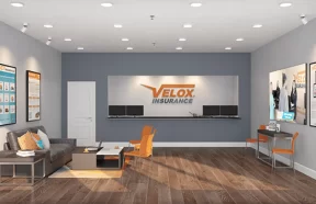 Inside of a Velox Insurance retail.